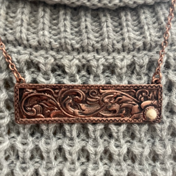 Copper Necklace, floral design - Picture 2 of 3